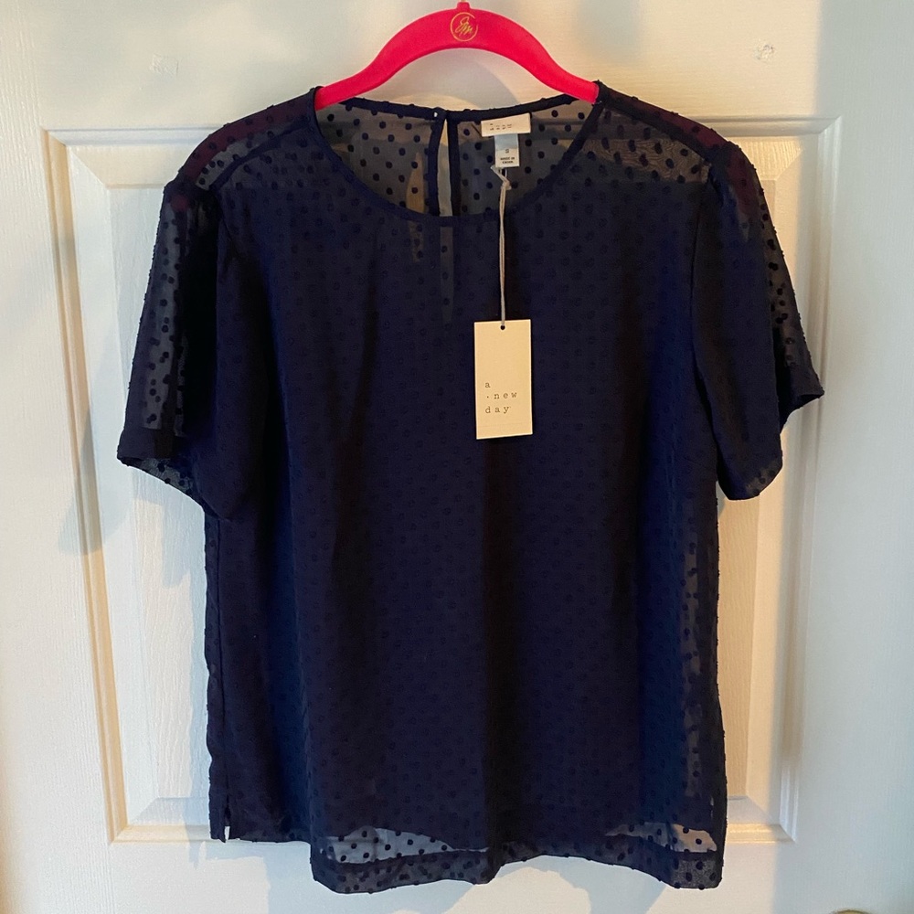 A New Day Blue Polka Dot Blouse